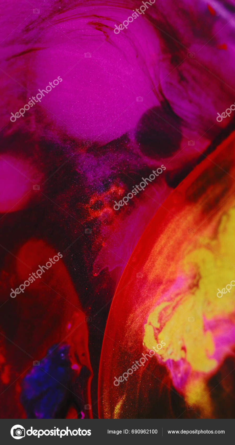 Paint Drop Ink Water Splash Emulsion Bubble Bright Neon Pink Stock