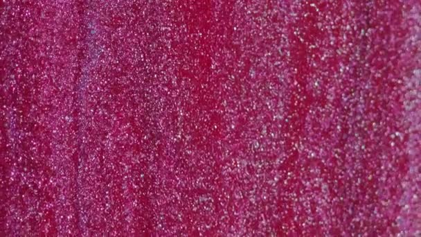 Texture Fluida Glitter Flusso Vernice Colore Rosso Rosa Scintillante Scintillante — Video Stock
