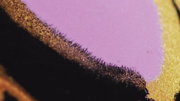Mezcla Pintura Brillo Húmedo Textura Fluida Brillante Color Violeta Negro — Vídeo de stock
