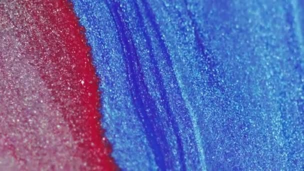 Ola Tinta Brillante Derrame Fluidos Líquido Espumoso Extendiéndose Brillante Azul — Vídeos de Stock