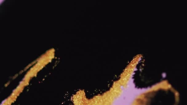 Розливання Чорнила Потік Рідини Розкішна Текстура Золотий Чорно Білий Колір — стокове відео