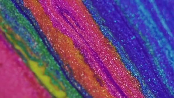 Ροή Υγρού Βλεφαρίδας Χύθηκε Μπογιά Χρώμα Κύματος Μελάνης Ροζ Μπλε — Αρχείο Βίντεο