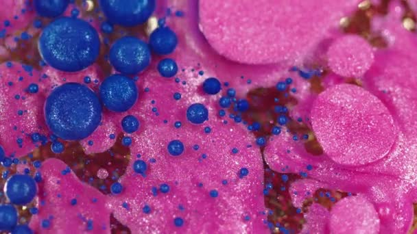 Płynne Tło Brokatu Tłusta Sztuka Kolorowe Akrylowe Bąbelki Barwiona Powierzchnia — Wideo stockowe