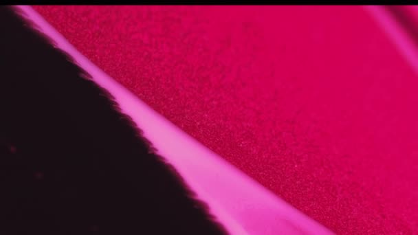 Abstrakt Bakgrund Glitter Bläckflöde Färgglada Färgvågor Skimrande Rosa Svart Slät — Stockvideo