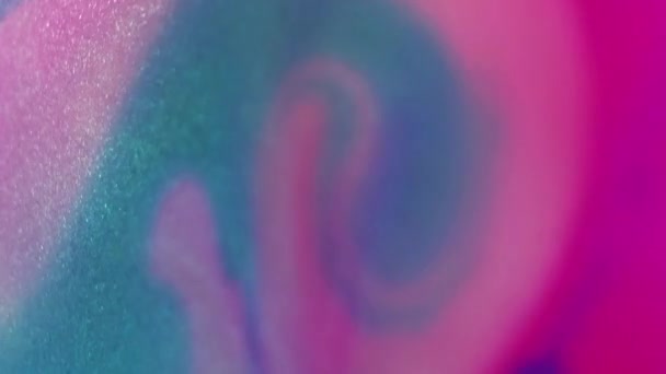 Glitzernde Ölblase Defokussiert Neon Magenta Rosa Blau Weiß Schimmernde Textur — Stockvideo