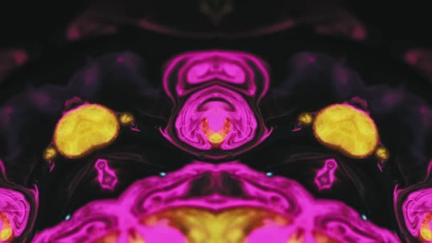 Glitter Inkt Stroom Caleidoscoop Ontwerp Defocused Neon Roze Gouden Zwarte — Stockvideo