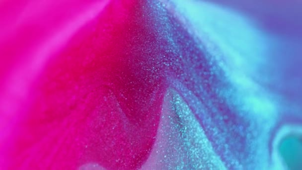 Glitter Pyramid Måla Utsläpp Oskärpa Neon Rosa Blå Färg Glödande — Stockvideo