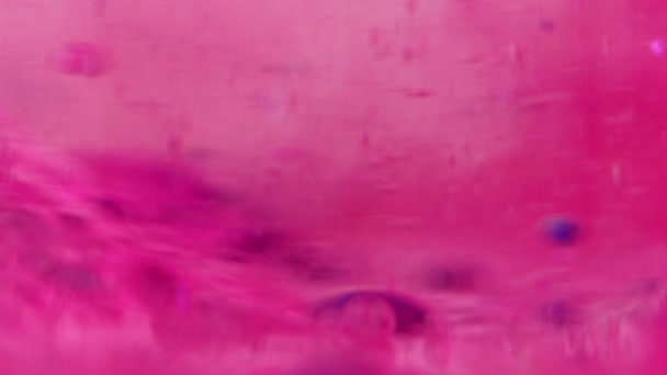 Bolhas Gel Desfocado Textura Pinta Água Cor Azul Rosa Brilhante — Vídeo de Stock