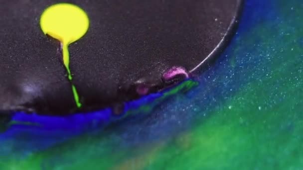 Pinta Fondo Mezcla Mancha Mezcla Pigmentos Magia Fluidos Mancha Tinta — Vídeos de Stock