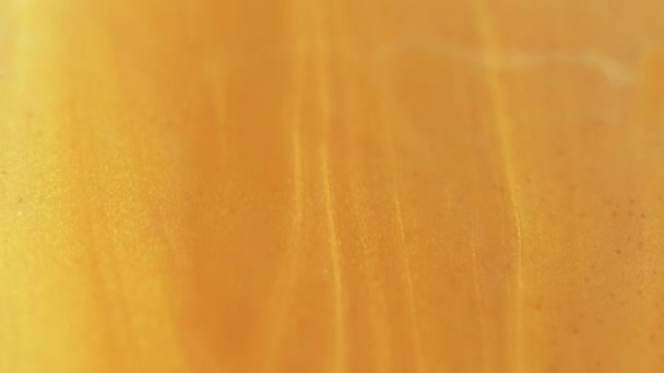 Onda Fluido Brilhante Gotejamento Espumante Borrão Cor Amarela Dourada Partículas — Vídeo de Stock