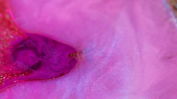 Блестящий Масляный Пузырь Краска Течёт Неоновая Неоновая Розовый Фиолетовый Цвет — стоковое видео