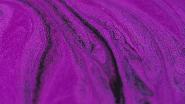 Texture Dell Inchiostro Glitter Flusso Vernice Sfocato Neon Viola Colore — Video Stock