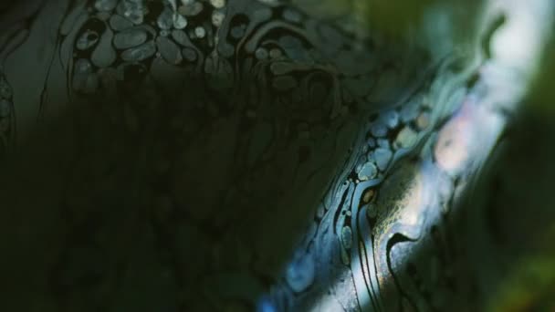 Bubble Fluid Oil Liquid Mix Wet Stain Texture Defocused Blue — Stock Video