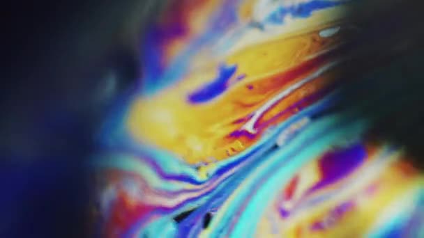 Déversement Encre Mélange Peinture Texture Marbre Flou Orange Vif Bleu — Video