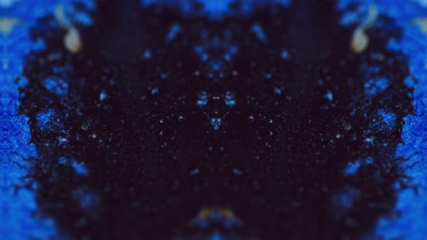 Glitter Verf Morsen Caleidoscoop Ontwerp Gedeocaliseerde Blauwe Zwarte Kleur Sprankelende — Stockvideo