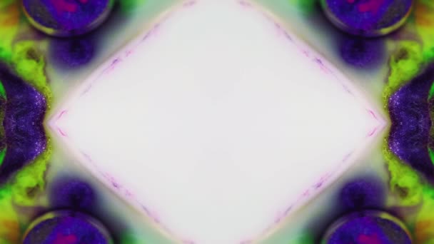 Abstrakter Hintergrund Flüssiger Farbmix Buntes Farbkaleidoskop Neon Grün Weiß Glitter — Stockvideo