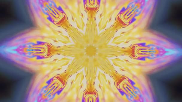 Lotus Mandala Kaleidoskop Tinta Meditasi Energi Defocated Neon Yellow Pink — Stok Video