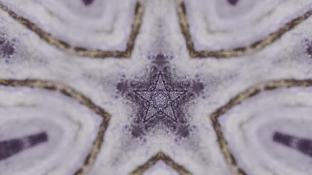 Star Kaleidoscope Graphic Fractal Esoteric Meditation Defocused Black White Golden — Stock Video