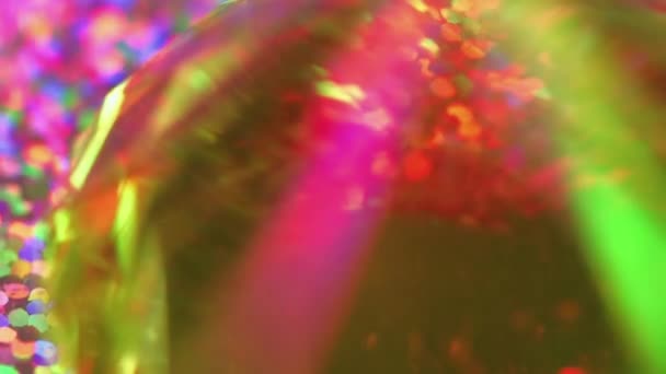 Bulanık Neon Işınları Bokeh Işığı Kristal Işaret Fişeği Odaklanmamış Parlak — Stok video