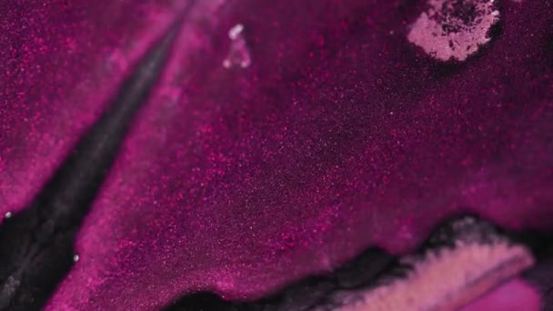 Textura Brillante Flujo Purpurina Húmeda Desenfocado Magenta Rosa Negro Color — Vídeos de Stock