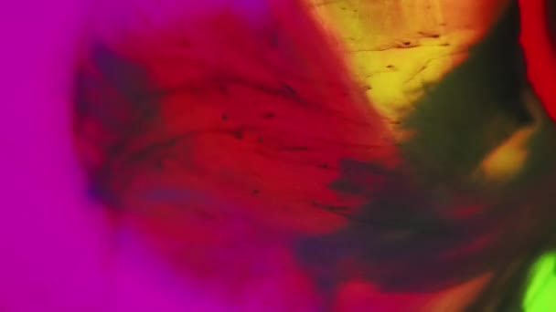 Pomaluj Wodę Kropla Atramentu Vivid Neon Różowy Fioletowy Pomarańczowy Czarny — Wideo stockowe
