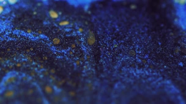 Texture Humide Aux Paillettes Flux Peinture Défocalisé Couleur Bleu Particules — Video