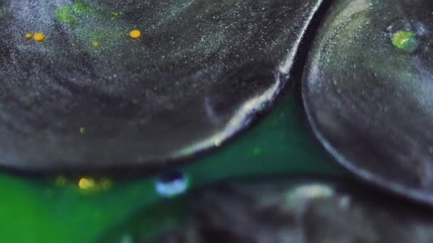 Абстрактный Фон Пигментная Смесь Искусство Пятнами Жидкости Блестящие Сверкающие Серо — стоковое видео
