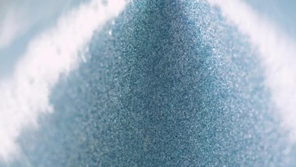 Wet Glitter Texture Glowing Pyramid Defocused Blue White Color Light — Stock Video