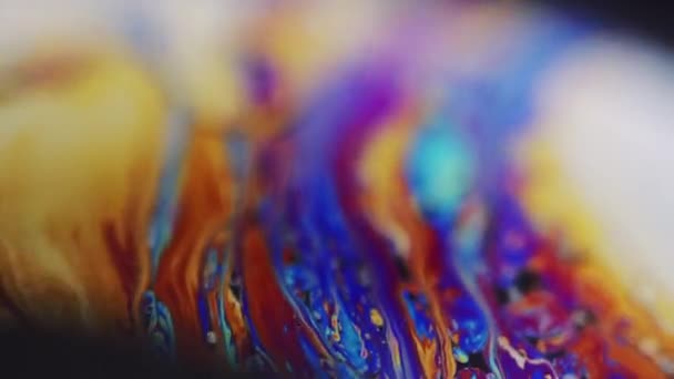 Percikan Cat Cairan Holografik Ilusi Psychedelic Warna Oranye Biru Yang — Stok Video