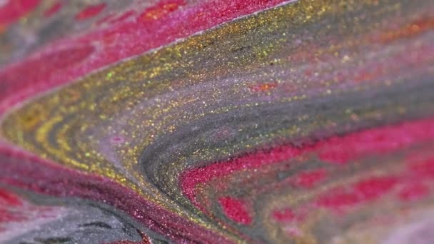 반짝이는 스파클링 분리된 추상적인 배경에 빛나는 분홍색 대리석 짜임새 페인트 — 비디오