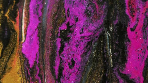 Fluxo Tinta Espumante Arte Fluida Borrão Rosa Dourado Preto Cor — Vídeo de Stock