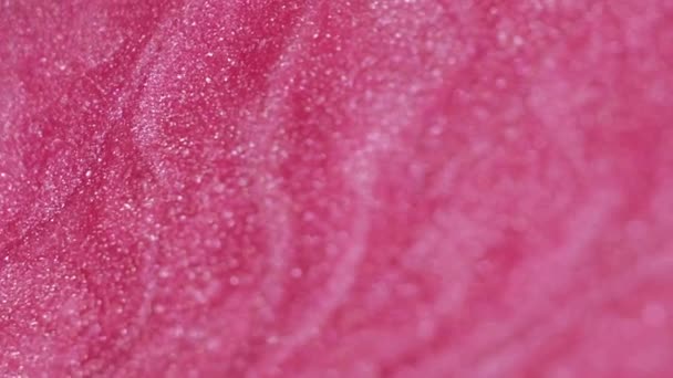 Płyn Brokatu Przepływ Farby Lśniąca Emalia Defokus Błyszczący Połyskujący Różowy — Wideo stockowe