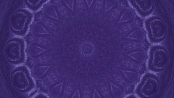 闪耀的曼陀罗 画万花筒 莲花的设计淡紫色闪烁着亮晶晶水晶晶的雪片装饰运动抽象艺术背景 — 图库视频影像