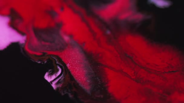 Wyciek Tuszu Mieszanka Farb Rozmycie Czerwony Różowy Czarny Kolor Musujące — Wideo stockowe