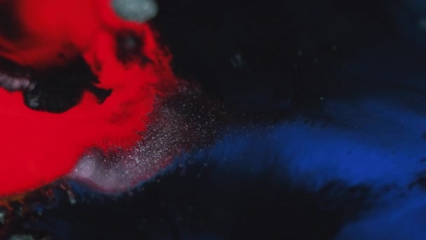 Rozprysk Farby Fala Atramentowa Kolor Mgły Defocus Czerwony Niebieski Czarne — Wideo stockowe