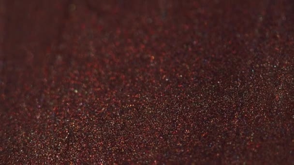Textura Brillante Flujo Pintura Bronce Rojo Desenfocado Color Dorado Brillante — Vídeos de Stock