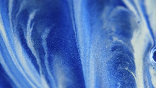 Parıltılı Boya Akışı Işıldayan Doku Kar Çağlayanı Odaklanmamış Mavi Beyaz — Stok video