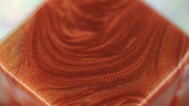 Glitter Ink Flow Geometric Background Defocused Bronze Red Color Shimmering — Stock Video