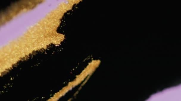Розливання Чорнила Потік Рідини Розкішна Текстура Золотий Чорно Білий Колір — стокове відео
