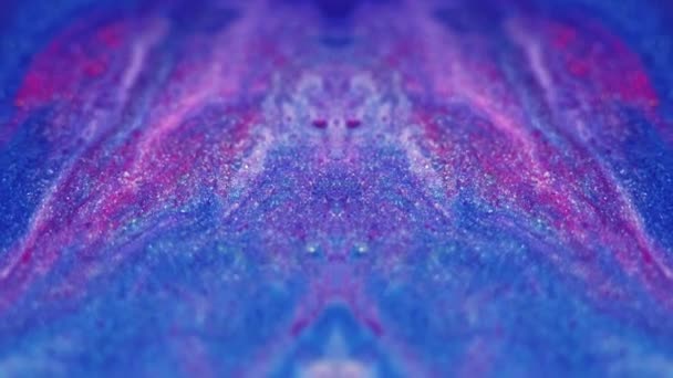 Farbkleckse Glitzerfraktal Defokussiert Blau Rosa Farbe Schimmernde Textur Tinte Flüssige — Stockvideo