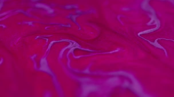 Glitter Inkt Mix Glinsterende Werveling Defocused Gloeiende Neon Roze Paarse — Stockvideo