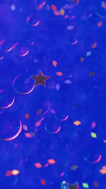 Pionowe Wideo Migoczące Tło Płynu Płynny Tusz Brokatowy Bubbles Powierzchni — Wideo stockowe