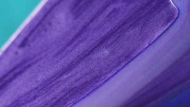 Glitzerfarbe Tropft Tinte Verschüttet Defokussiert Blaue Farbe Funkelnde Textur Flüssigkeit — Stockvideo