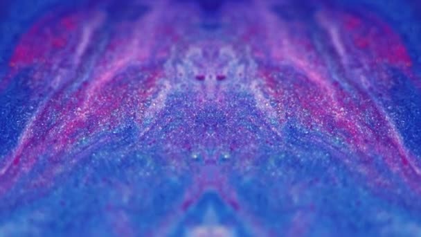 Farbkleckse Glitzerfraktal Defokussiert Blau Rosa Farbe Schimmernde Textur Tinte Flüssige — Stockvideo