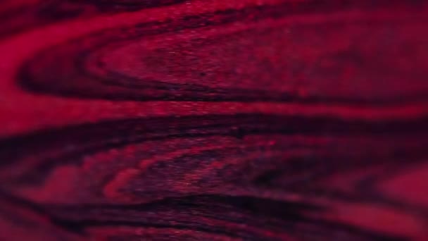 大理石インク ペイントフロー グリッターフルイド水ミックス波動静脈テクスチャ抽象アート背景を薄暗くしたピンクブラックカラー — ストック動画