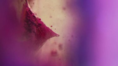 Fizz sıvısı. Neon köpükler. Odaklanmamış pembe mavi renk gradyan sabun damlası boya su sıçrama deseni sanat soyut serbest alan arkaplanı.