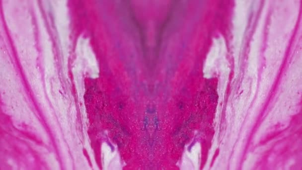 Verf Morsen Inktfractal Gedempte Magenta Roze Witte Kleur Glinsterende Textuur — Stockvideo