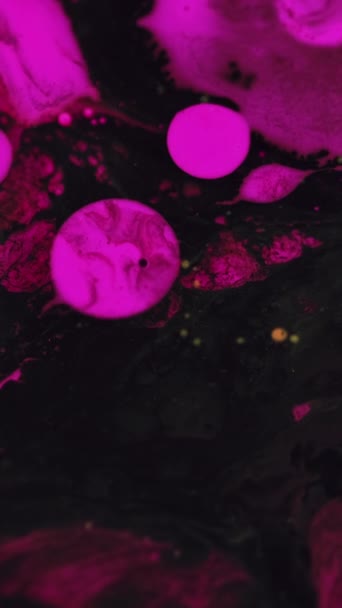 Vídeo Vertical Fondo Colorido Abstracto Burbujas Acrílicas Arte Aceitoso Manchas — Vídeos de Stock