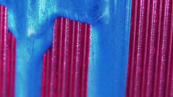 Flüssiger Farbhintergrund Schimmernder Tropfen Trendy Blaue Farbe Glitzern Flüssige Tinte — Stockvideo