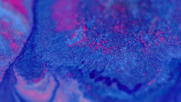 Brilho Tinta Respingo Mistura Tinta Borrão Vibrante Azul Rosa Cor — Vídeo de Stock